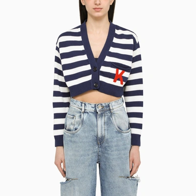 Kenzo Nautical Stripes Cropped Cardigan In Multicolor