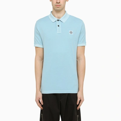 Stone Island Logo-patch Polo Shirt In Light Blue | ModeSens