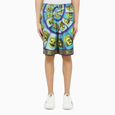 Shop Versace | Multicoloured Le Maschere Bermuda Shorts In Green