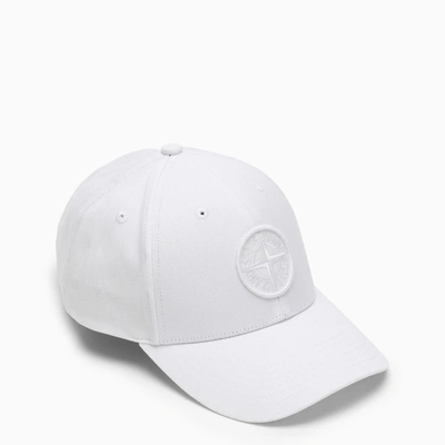 Stone Island Logo Patch Baseball Cap In White