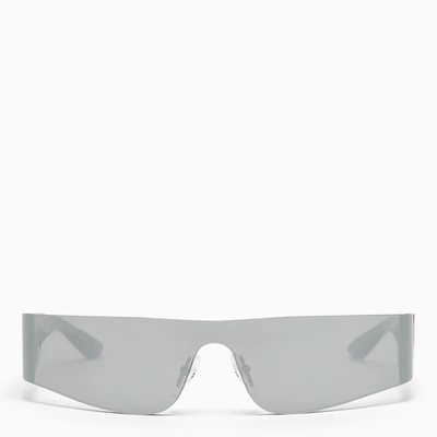 Shop Balenciaga Mono Rectangle Sunglasses Grey In Metal