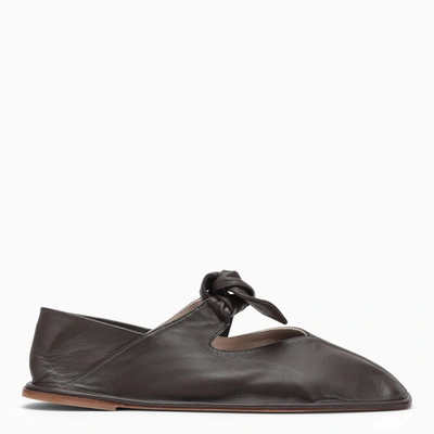 Shop Hereu Llasada Brown Leather Ballerina