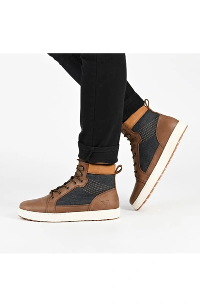 Shop Territory Boots Latitude Leather High Top Sneaker In Brown