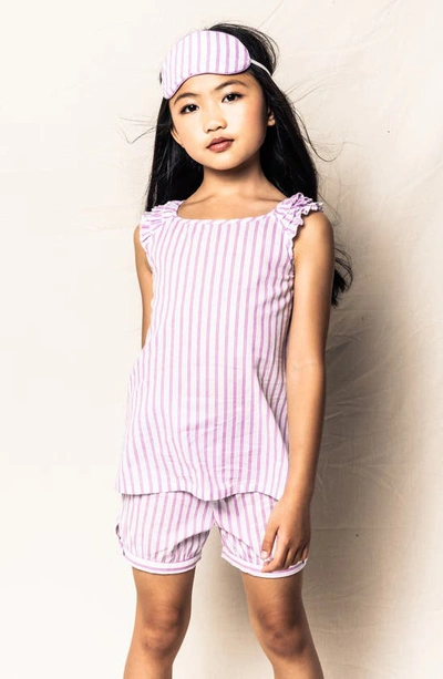 Shop Petite Plume Kids' Stripe French Ticking Pajamas Set In Purple