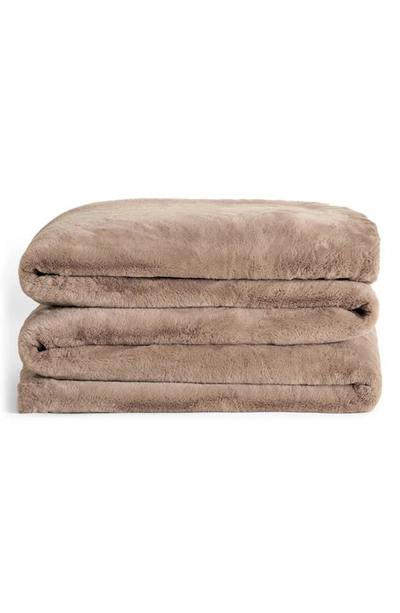 Unhide Lil Marsh Family Faux Fur Blanket In Mocha Shar-pei