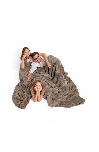 Unhide Lil Marsh Family Faux Fur Blanket In Taupe Ducky
