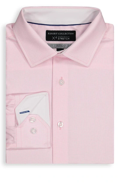 Report Collection Slim Fit Geometric Print Performance Dress Shirt In 24 Pink