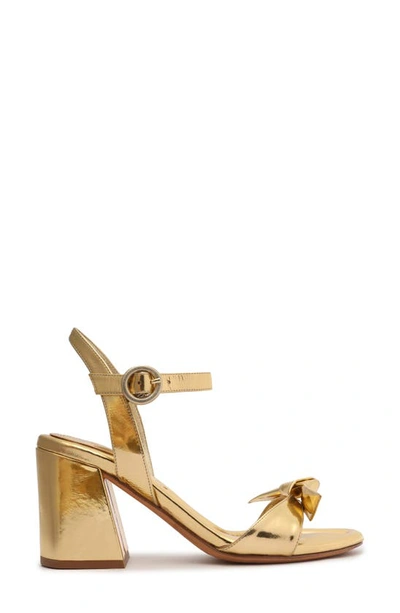Shop Alexandre Birman Clarita Flare Metallic Leather Sandal In Golden