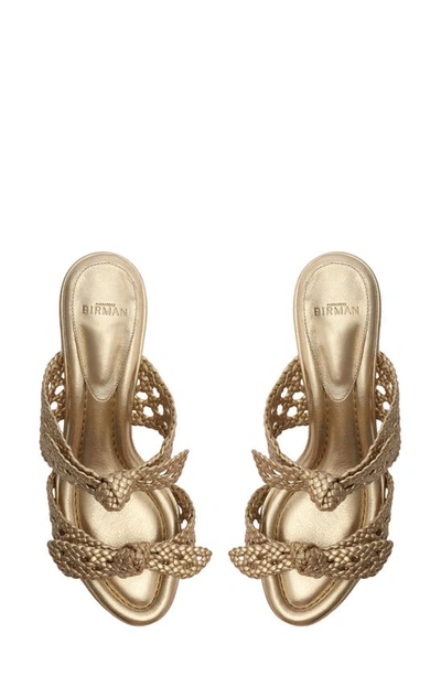 Shop Alexandre Birman Clarita Intreccio Doppia Metallic Leather Sandal In Golden