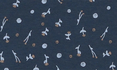 Maniere Floral Print Cotton Knit Romper In Blue