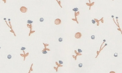 Shop Maniere Floral Print Cotton Knit Romper In White/ Blue