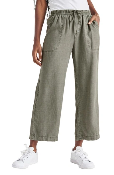 Shop Splendid Angie Crop Wide Leg Pants In Soft Vintage Olive Branch