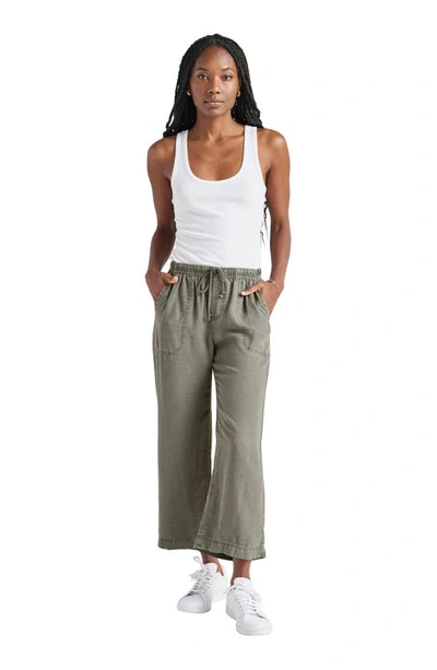 Shop Splendid Angie Crop Wide Leg Pants In Soft Vintage Olive Branch