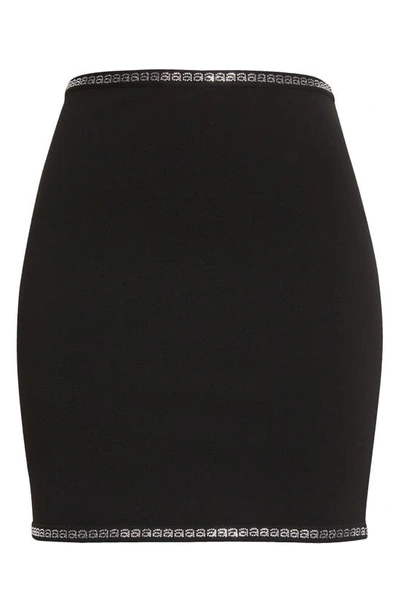 Shop Alexander Wang Embellished Crystal Logo Miniskirt In Black