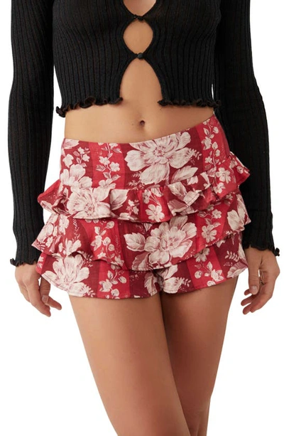 Shop Free People Days Gone By Tiered Shorts In Red Combo