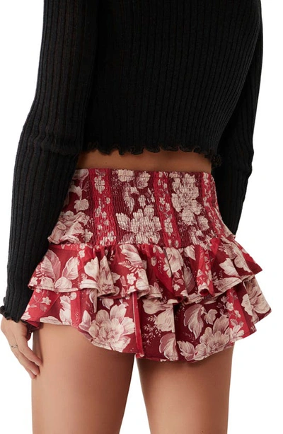 Shop Free People Days Gone By Tiered Shorts In Red Combo