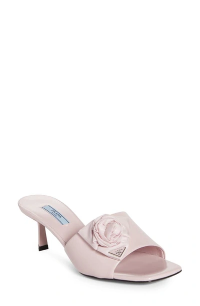 Shop Prada Rose Slide Sandal In Alabaster