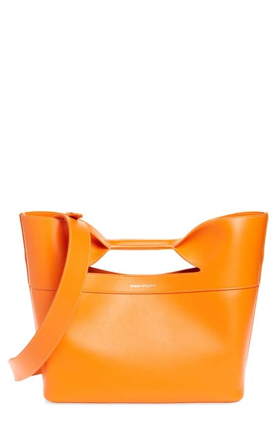 Alexander Mcqueen The Bow Small Leather Top-handle Bag In 7543 Sunset Orange