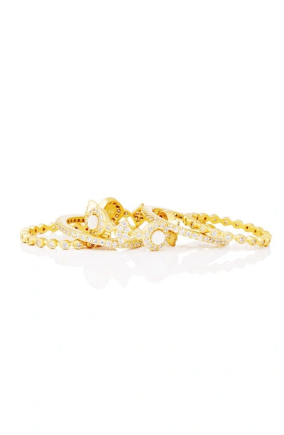 Shop Freida Rothman Signature Mother-of-pearl Stackable Rings In Gold/ Mother Of Pearl