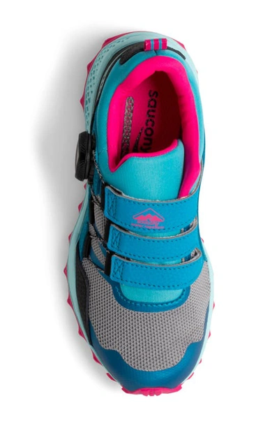 Shop Saucony Kids' Peregrine 12 Boa® Water Repellent Trail Sneaker In Turq/ Pink