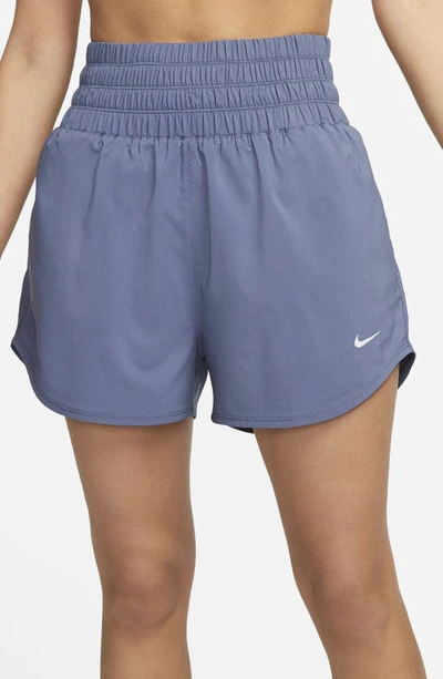 Shop Nike Dri-fit Ultra High Waist 3-inch Brief-lined Shorts In Diffused Blue