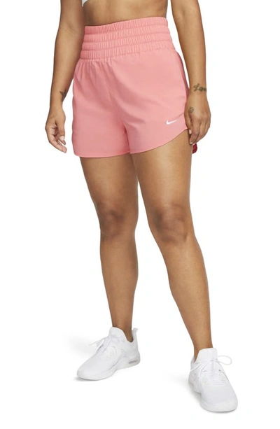 Shop Nike Dri-fit Ultra High Waist 3-inch Brief-lined Shorts In Sea Coral