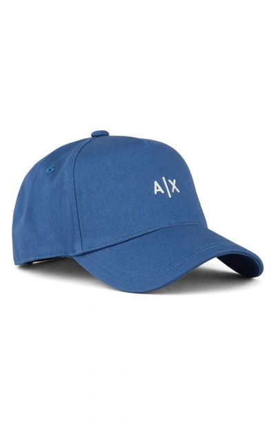 Shop Armani Exchange Small Embroidered Logo Baseball Cap In True Navy