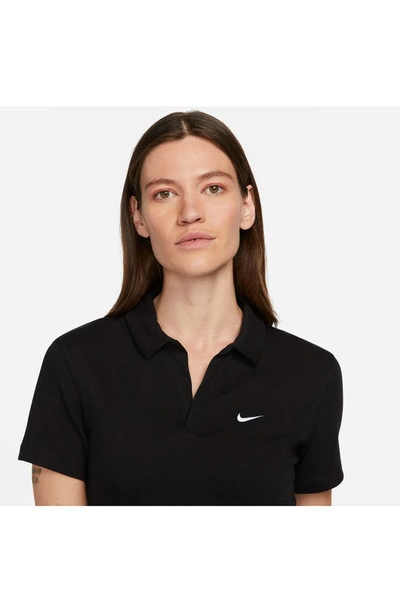 Shop Nike Essentials Stretch Crop Polo In Black/ White