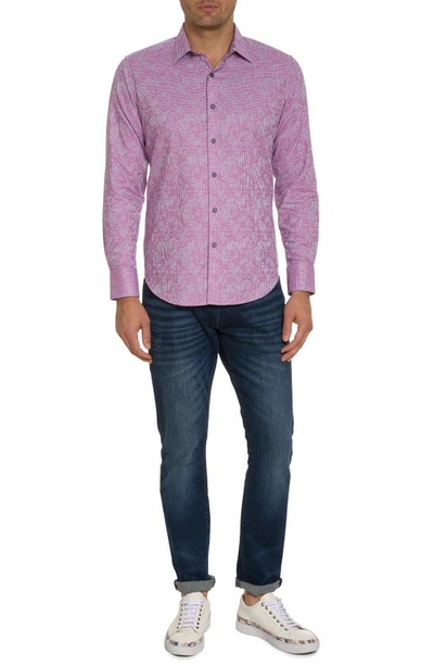 Shop Robert Graham Electric Slide Stretch Cotton Button-up Shirt In Purple