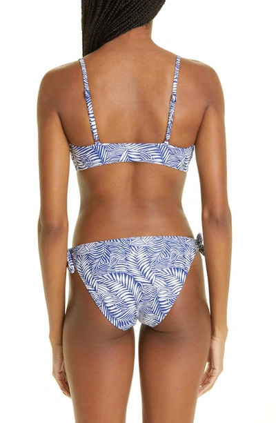 Shop Lemlem Palm Leaf Side Tie Bikini Bottoms In Royal Blue