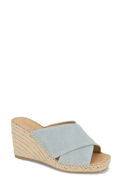 Shop Splendid Britt Espadrille Platform Wedge Slide Sandal In Ibiza Blue