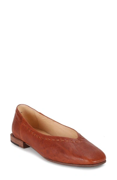 Shop Frye Claire Flat In Cognac Oyster Leather