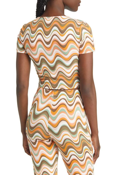 Shop Noisy May Kacey Wavy Ruched Crop Top In Aop Swirl
