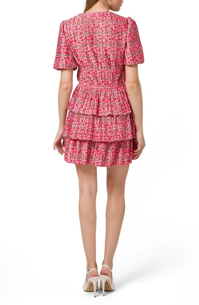 Shop Wayf Pleated Tiered Dress In Red Mini Roses