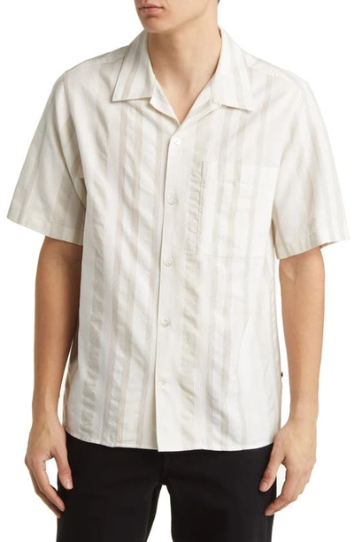 Shop Nn07 Julio 5412 Stripe Short Sleeve Button-up Camp Shirt In Khaki Stripe