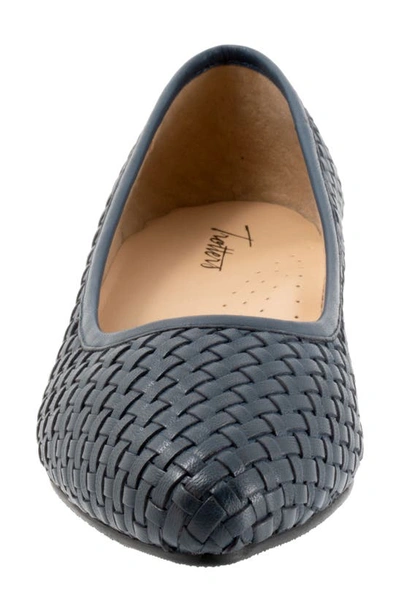 Shop Trotters Jade Woven Pointed Toe Shoe In Navy