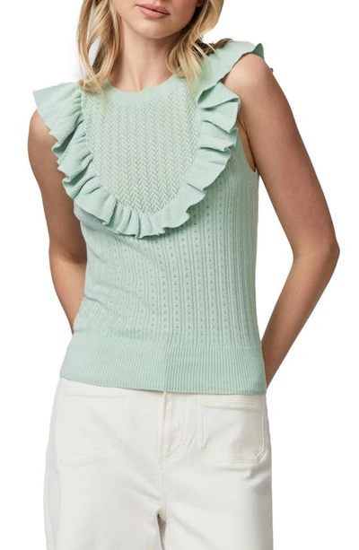 Shop Paige Rosina Ruffle Pointelle Sweater In Morning Dew