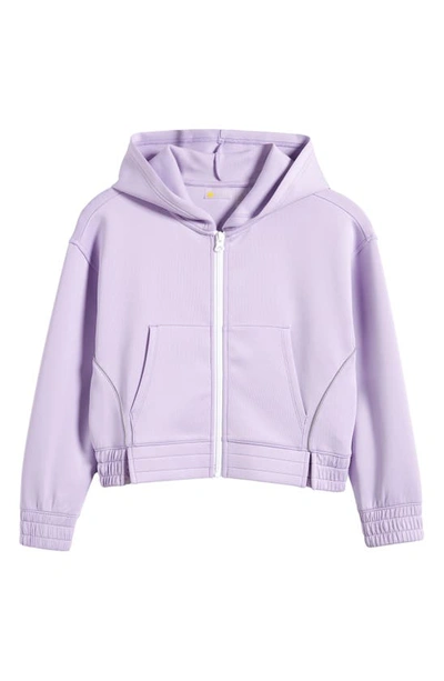 Shop Zella Girl Kids' Reflective Zip-up Hoodie In Purple Breeze