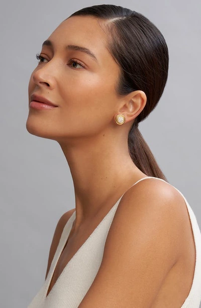 Lagos 18k Gold & Ceramic Meridian Diamond Stud Earrings In Gold