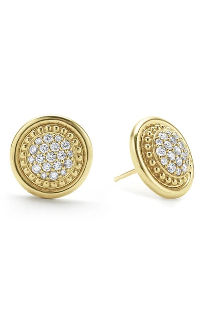 Lagos 18k Gold & Ceramic Meridian Diamond Stud Earrings In Gold