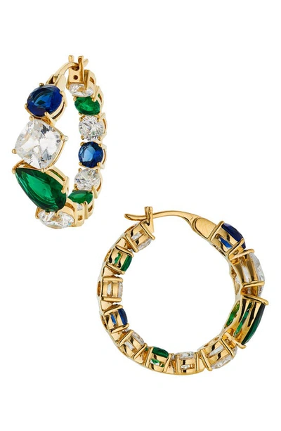 Shop Nadri Chunky Cubic Zirconia Hoop Earrings In Gold With Sapphire