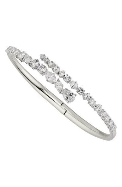 Nadri Flutter Cubic Zirconia Bypass Bracelet In Rhodium