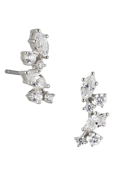 Shop Nadri Flutter Cubic Zirconia Stud Earrings In Rhodium