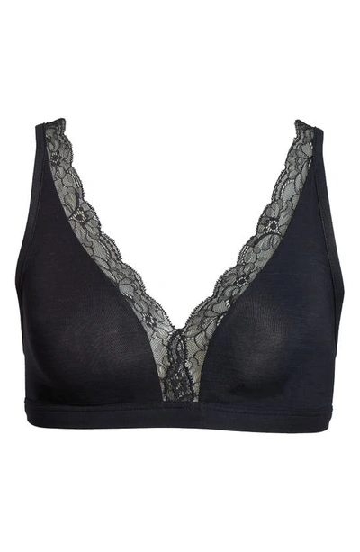 Shop Hanro Lace Trim Bralette In Black