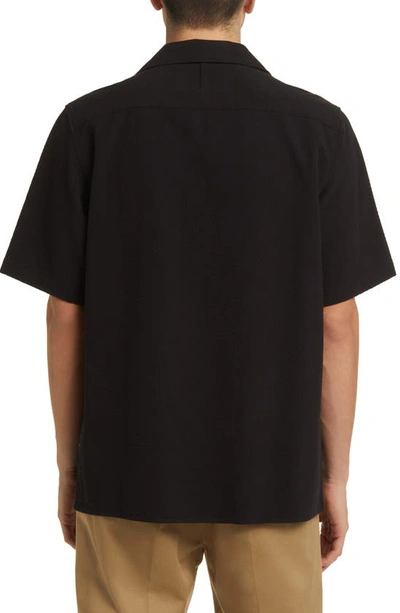 Shop Nn07 Julio 1040 Stretch Short Sleeve Organic Cotton Button-up Camp Shirt In Black