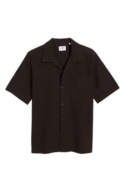 Shop Nn07 Julio 1040 Stretch Short Sleeve Organic Cotton Button-up Camp Shirt In Black