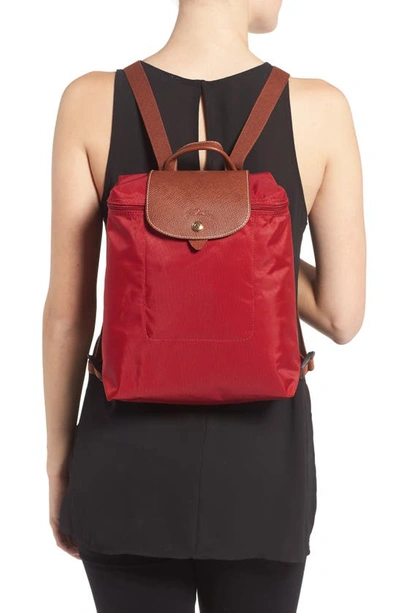 Shop Longchamp Le Pliage Nylon Canvas Backpack In Red