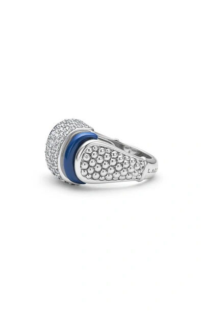 Shop Lagos Blue Caviar Diamond & Ceramic Ring In Marine