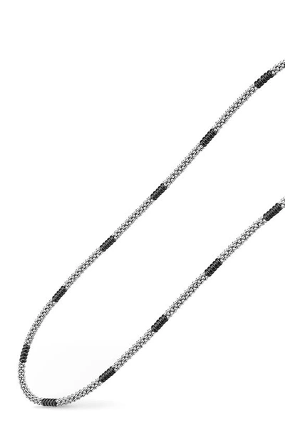 Lagos Sterling Silver Black Caviar Beaded Necklace In Black