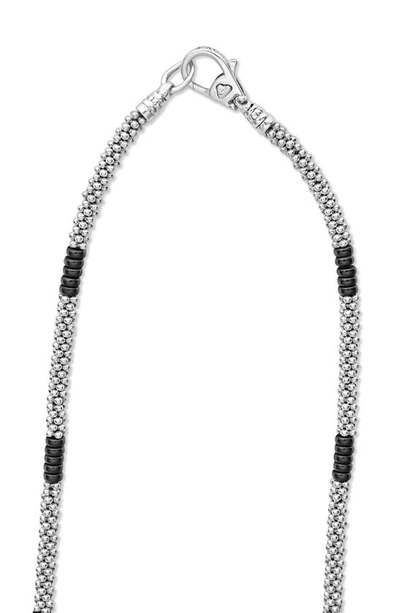 Lagos Sterling Silver Black Caviar Beaded Necklace In Black